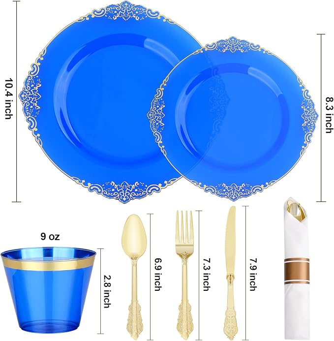 Bestluck 350PCS Blue Disposable Dinnerware - Image 2