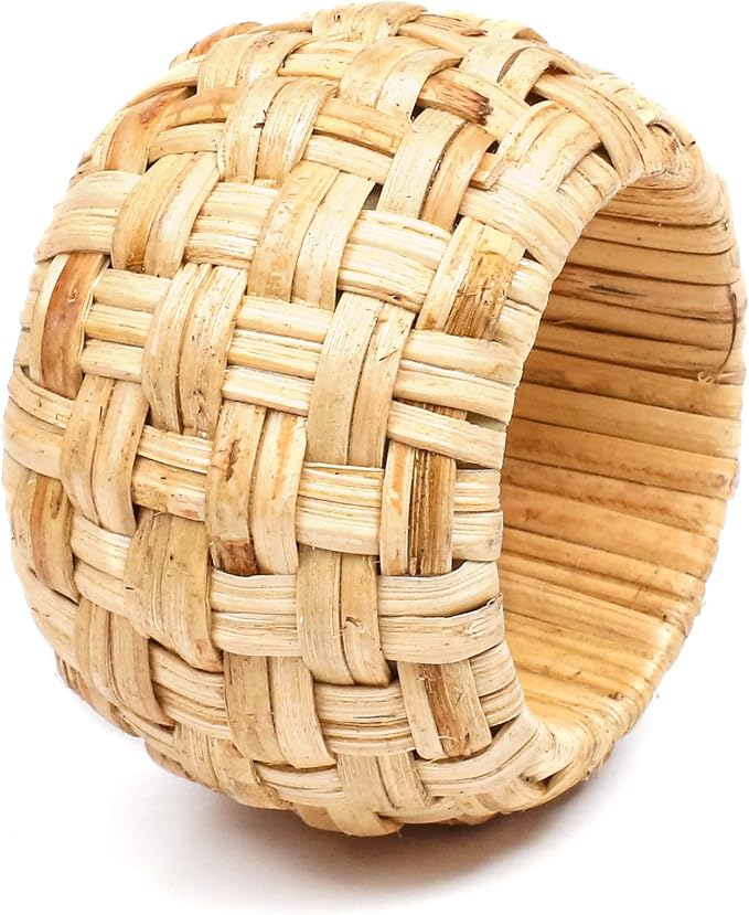 Lightnpro Natural Rattan Decorative Napkin Rings Set of 12, Serviette Napkin - Image 7
