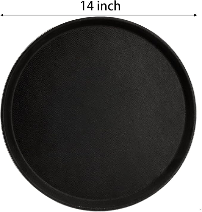 TOPZEA 4 Pack 14 Inch Round Restaurant Serving Tray, Fiberglass Non-Slip Rubber - Image 2