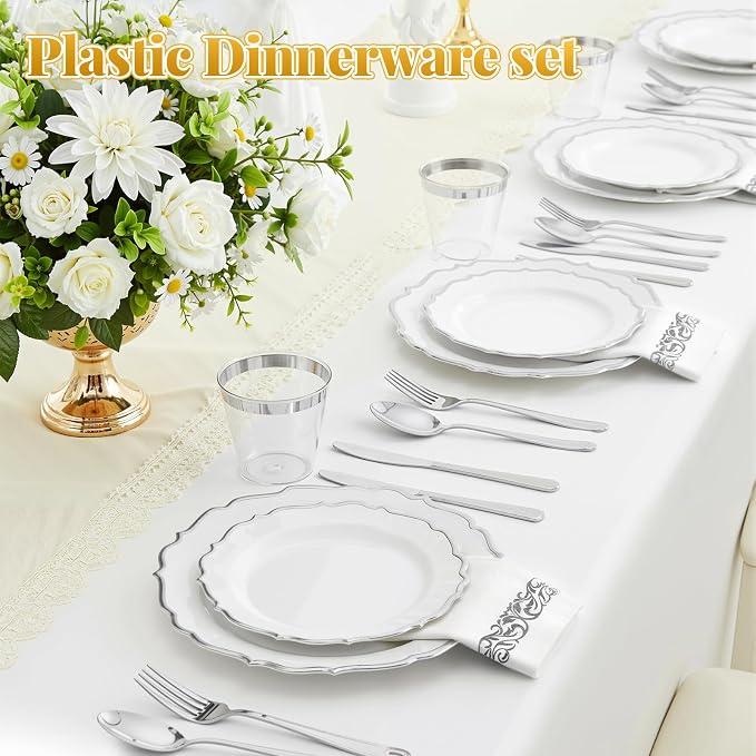 Glowserve 175 Piece Disposable Plastic Plates Dinnerware Set - Image 3