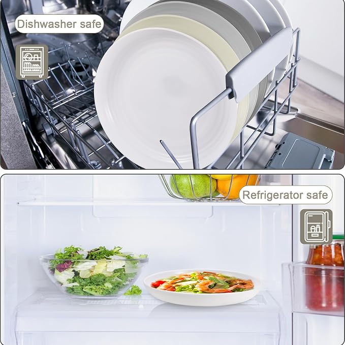 HEYCOME 12 Pcs Unbreakable Deep Dinner Plates Set, 10 inch Reusable Plastic - Image 5