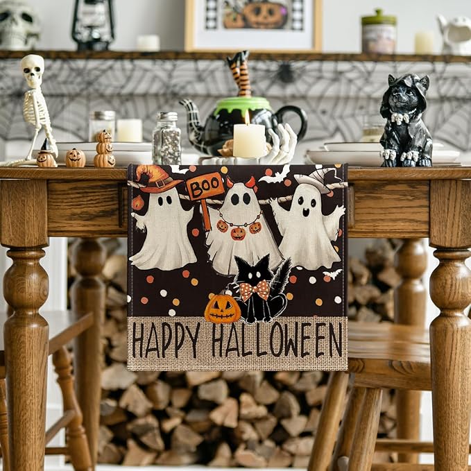 Artoid Mode 210 GSM Halloween Table Runner 13x60 Inch Home Party Decor | Ghost - Image 2