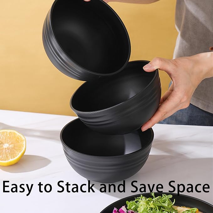 Unbreakable Wheat Straw Cereal Bowls Set of 4, 24 OZ Microwave and Dishwasher - Image 5
