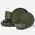 Santorini Mist Terracotta Reactive Glaze Plates and Bowls Sets, Stoneware by Pokini