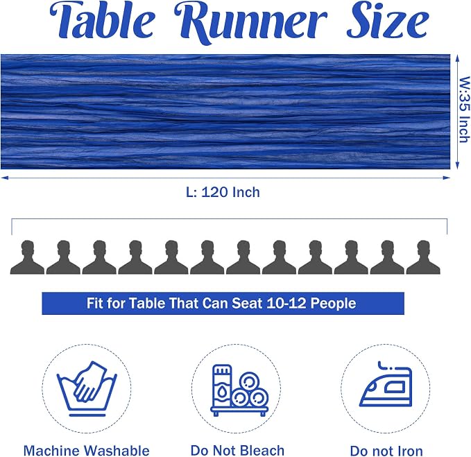 Royal Blue 10FT Cheesecloth Table Runner Boho Gauze Fabric Table Runner Rustic - Image 4