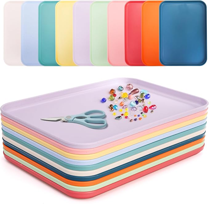 Lyellfe 10 Pack Plastic Art Trays, Stackable Activity Crafts Organizer Tray | by Lyellfe