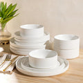 Ceramic Dinnerware Set for 4, 12-Piece Plates and Bowls Set | Lightweight by TheTerra