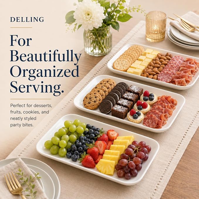 DELLING 16 Inch Large Serving Platter Set of 3, Oven Safe to 590°F, Dinnerware - Image 6