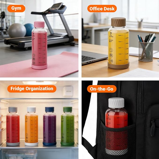 12 oz Glass Juice Bottles 6 Pack, Leakproof Borosilicate Glass Bottles | - Image 9