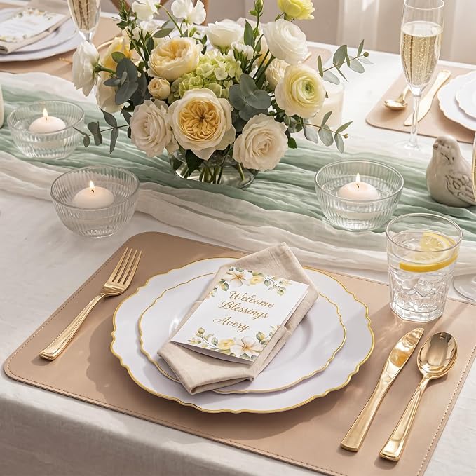 100pcs Gold Plastic Plates - Image 7