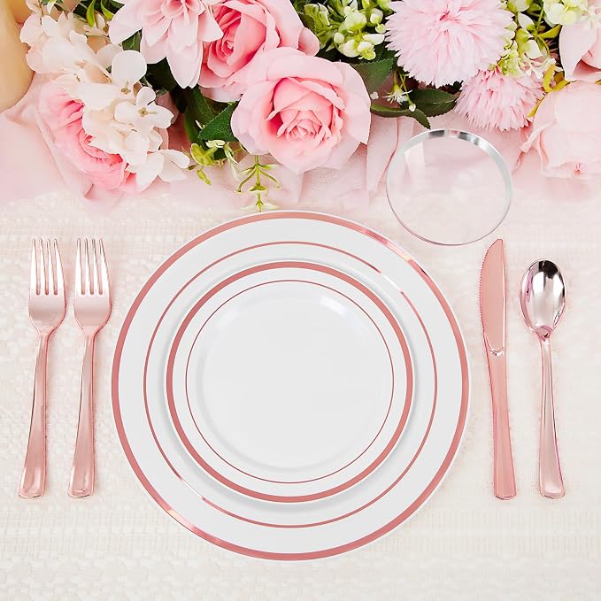 WELLIFE Rose Gold Plates, cups and cutlery - Image 8