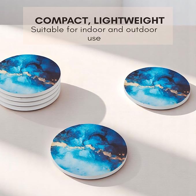 Ceramic Marble Coasters Set of 6, Absorbent Drink Coasters - Image 6