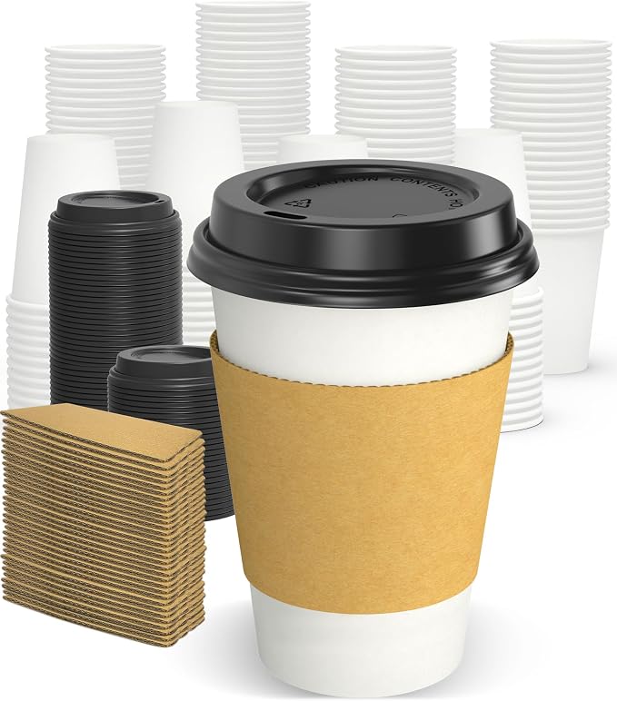 Dealusy 100 Pack 12 oz Disposable Coffee Cups by Dealusy