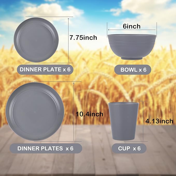 Wheat Straw Dinnerware Sets, Unbreakable Dinner Plates - Image 3