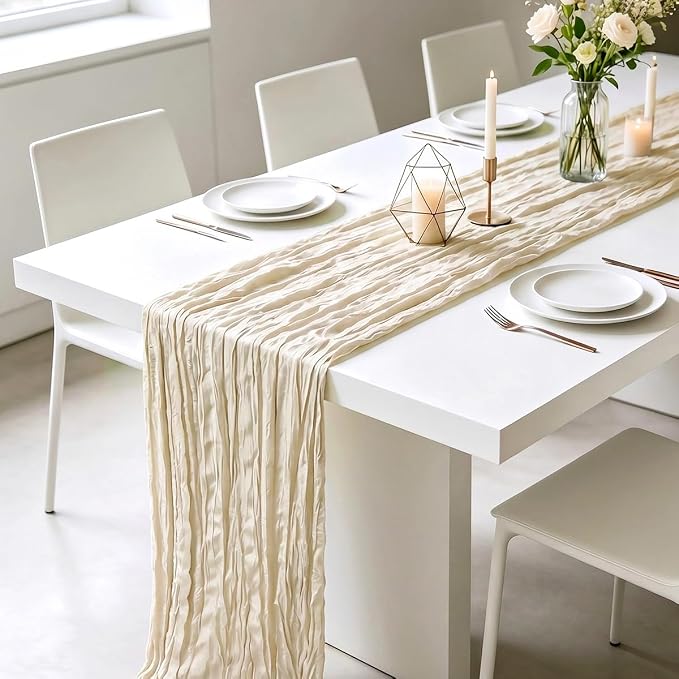 10 Pack Ivory Cheesecloth Table Runner 21 x 120 Inch Boho Gauze Sheer Table - Image 4