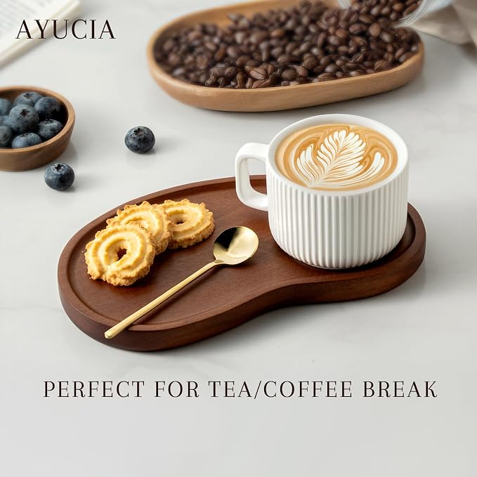 Tea Cups and Saucers Set of 2, 8OZ Cappuccino Cups - Image 5