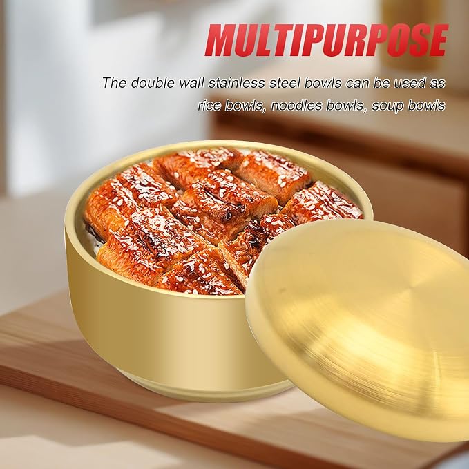 Stainless Steel Rice Bowl with Lid, - Image 4