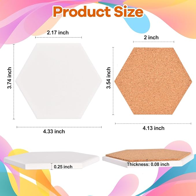 24 Pcs Ceramic Tiles for Crafts White Ceramic Coasters for Crafts - Image 3