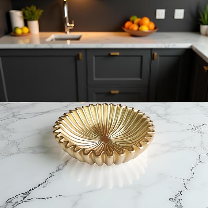 10" Large Decorative Bowl decor, Scalloped Bowls - Image 4