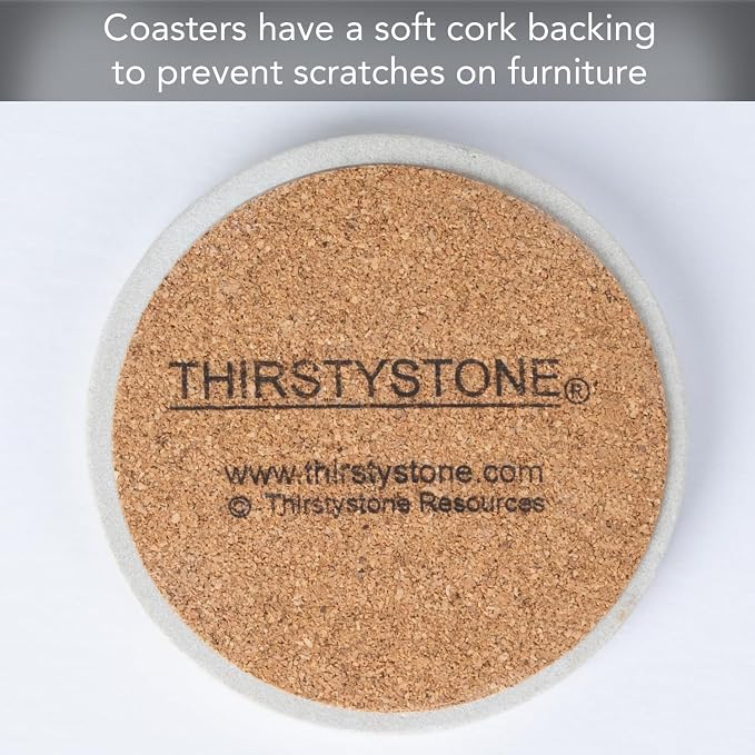 Thirstystone Monogram Round Natural Sandstone Coaster 4 Pack | 4" Diameter - Image 7