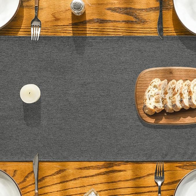 Artoid Mode Grey Table Runner, Seasonal Washable Kitchen Dining Table Decoration - Image 3