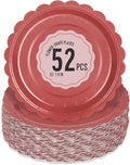 52 Pcs Red Paper Plates 7 Inch Scalloped Dessert Plates by Polinook-TheAnswerToEveryClutteredSpace