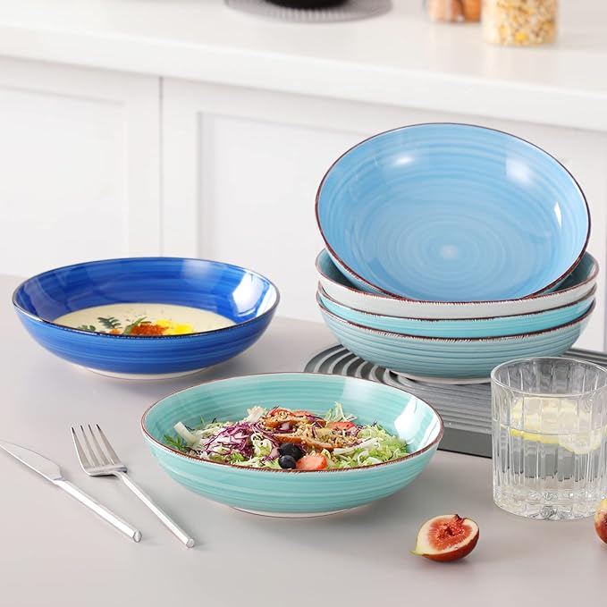vancasso Bonita 38 oz Ceramic Pasta Bowls Set of 6, Microwave & Dishwasher Safe - Image 6