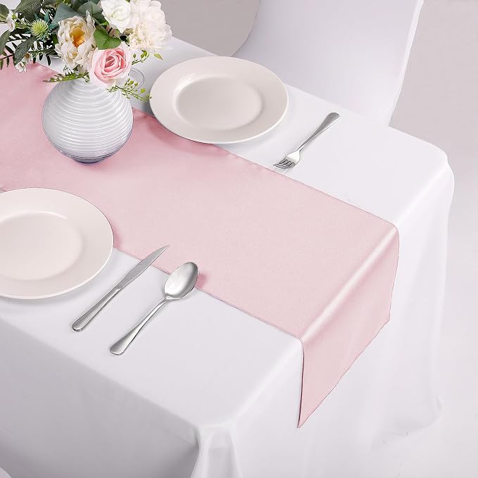 5-Pack Satin Table Runner Rose Gold 12 x 108 inches Long, Table Runners - Image 4
