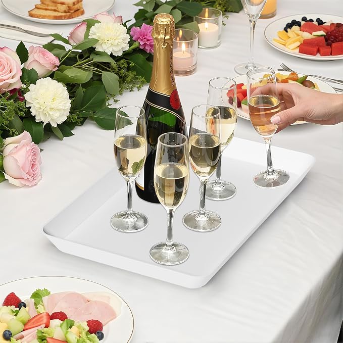 SpaceTrove 8-Pack Serving Tray Set, Reusable Plastic Serving Platter - Image 6