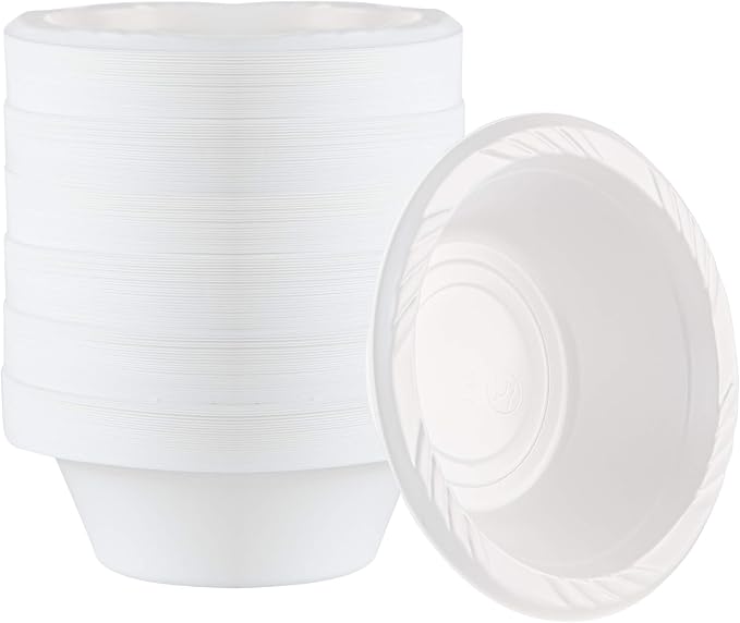 200 Count Disposable 5 ounce White Plastic Dessert Bowls by PLASTICPRO