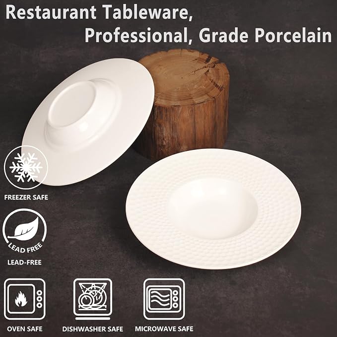 Creative home decor ceramic wide-rimmed soup bowls/plates, 5.3 oz pasta bowl - Image 3