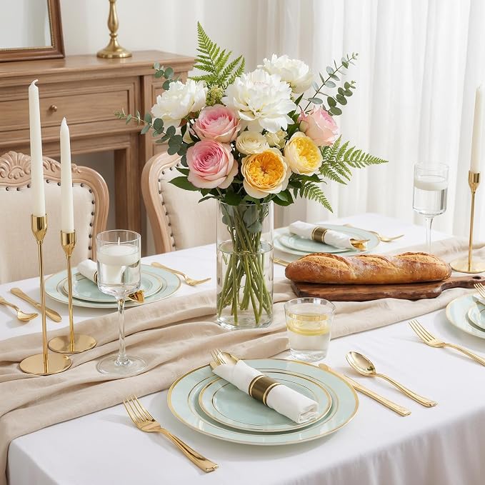 175PCS Sage Green Plastic Plates - Image 4
