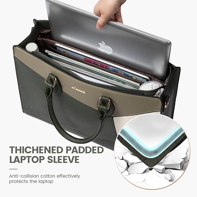 LOVEVOOK Laptop Bag for Women, 15.6 lnch Waterproof Lightweight Leather Tote Bag - Image 5