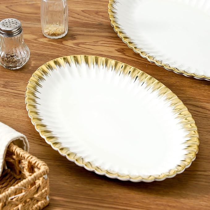 Serving Platters, Ceramic Oval Serving Platters, 12 Inch Serving Dishes/Trays - Image 4