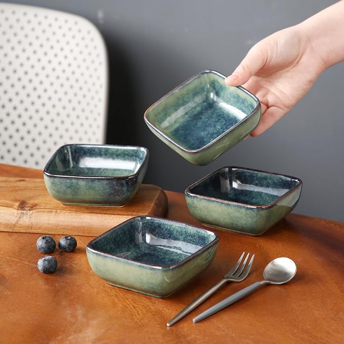 vancasso Stern 6 Oz Dipping Bowls, 3.7 Inches Ceramic Soy Sauce Dish, Square - Image 6