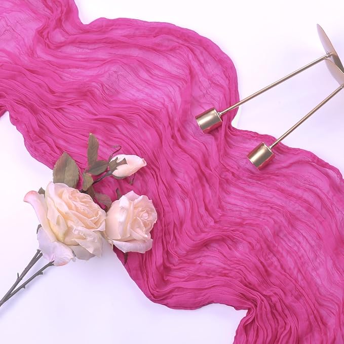 12 Pack Hot Pink Cheesecloth Table Runner 35 x 120 Inch | Boho Gauze Fabric - Image 7