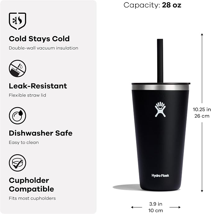 Hydro Flask All Around Tumbler Straw Lid, Insulated Travel Mug, Stainless Steel - Image 3