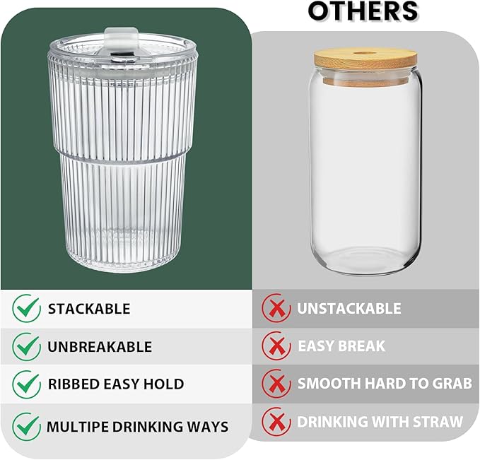 HIGIINC Iced Coffee Cups With Lids and Straws 2 Pcs, 16 OZ Unbreakable Cup - Image 4