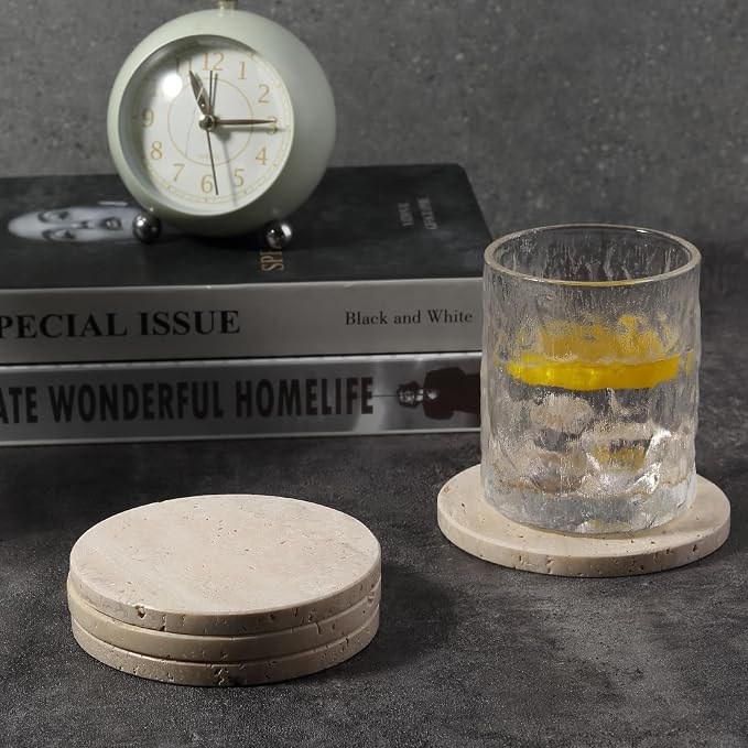 Travertine Coasters, Marble Coaster Set of 4 - Image 4