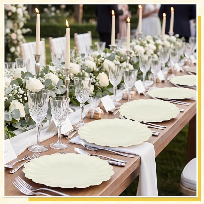 NatNarr 30 Pcs Ivory Paper Plates 7.5 In Scalloped Plates - Image 7