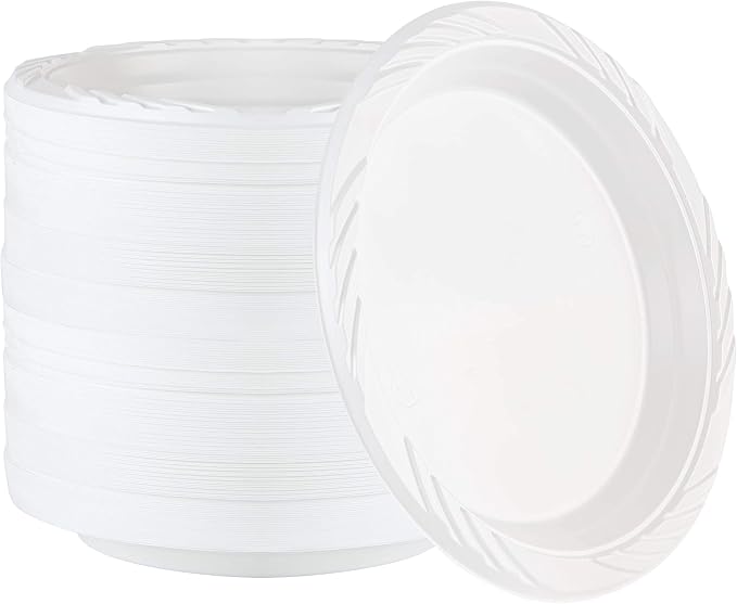 200 Count Disposable 7 Inch White Plastic Plates by PLASTICPRO