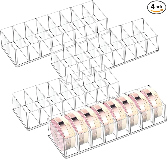 4 Pcs Acrylic Makeup Compact Organizer Detachable 8 Spaces Clear Vanity Drawer by Tuanse