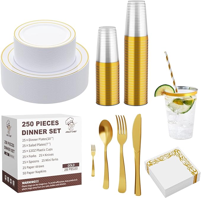 25 Guests Plastic Plates Set by JOLLYCHEF