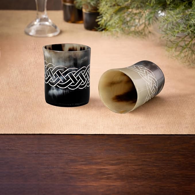 Handicrafts Home Viking Horn Shot Glasses Set of 8, Handmade Natural Ox Horn - Image 8