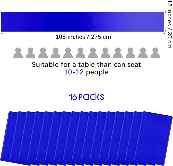 Aneco 12 Pack Satin Table Runner 12 x 108 Inch Royal Blue Long Wedding Satin - Image 2