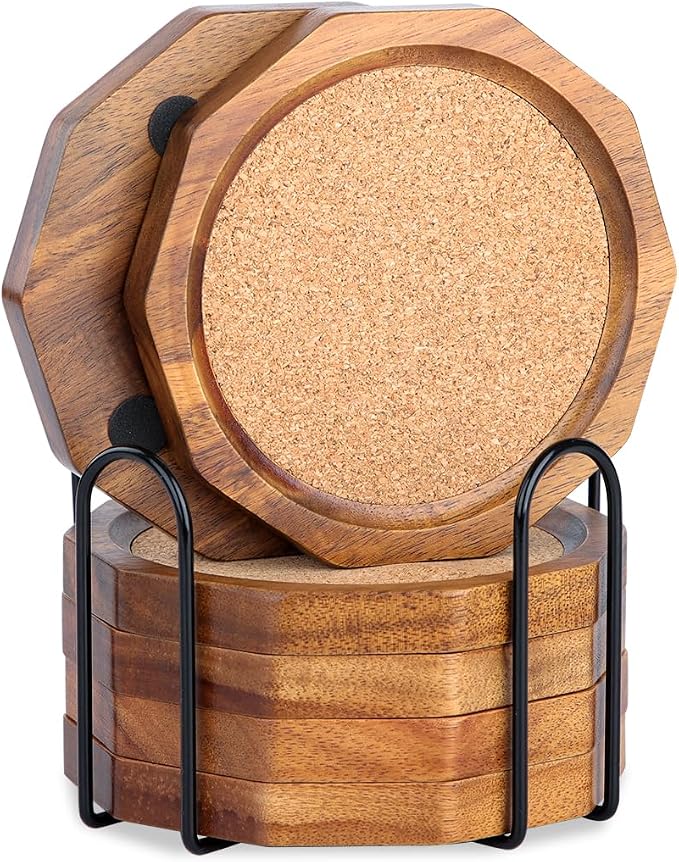 Wood Cork Coasters for Drinks Absorbent - Image 8