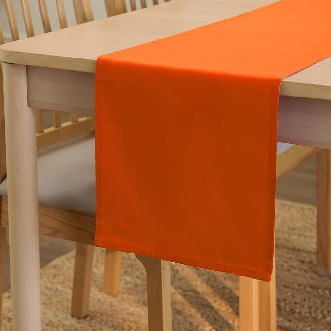 Encasa XO Table Runner, Cotton Canvas Dining Runner 13"x72" | Orange, 180 GSM by EncasaXO