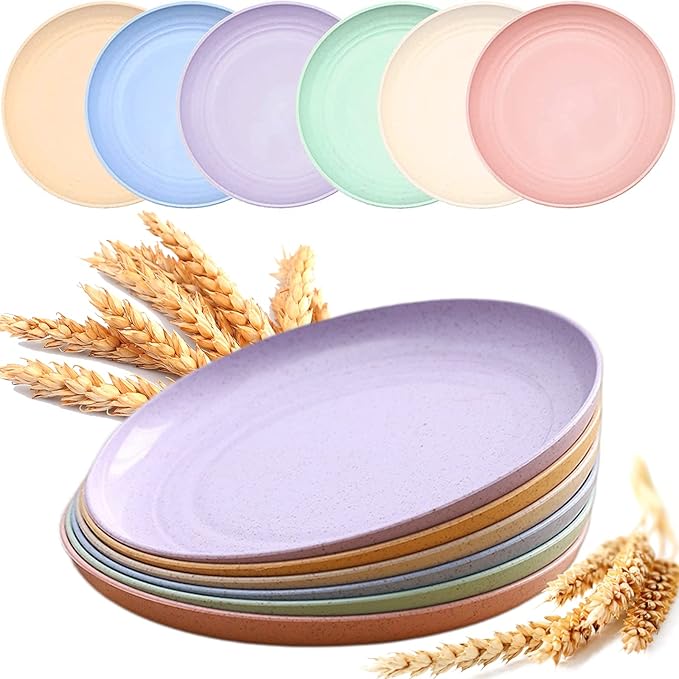Mfacoy 6 Pack Unbreakable Dinner Plates, 10 Inch Wheat Straw, Reusable Deep by Mfacoyisalifestylebrand