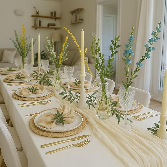 6 Pack Beige 10FT Cheesecloth Table Runner –120 Inch Soft Gauze Boho Table - Image 5