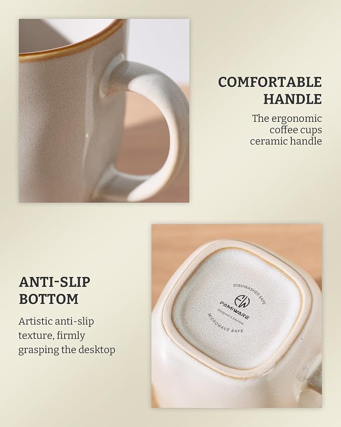 famiware Coffee Mugs Set of 8, Ocean Square 13oz Coffee Cup Set - Image 7